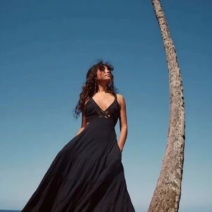 Free People Auralie BLACK Maxi Dress size SMALL